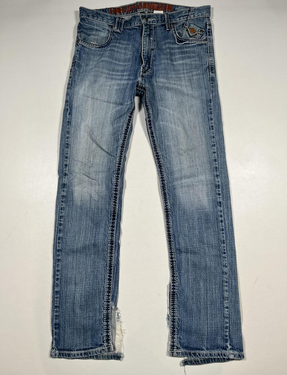 Vintage Harley-Davidson Jeans Mens 32x32 Blue Denim Straight Leg Distressed VTG